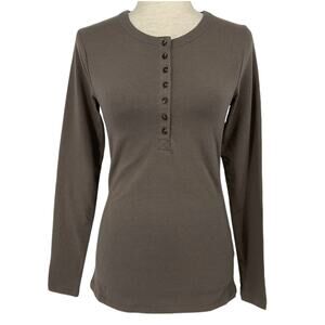GIRL WITH CURVES NWOT Jersey Knit Henley Top in Mocha Size XXS A523244